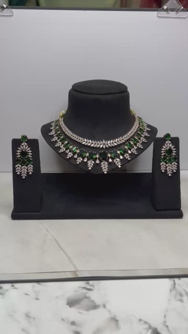 Dark Green AD Necklace Set